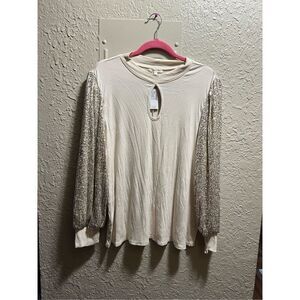 Maurices Long Sleeve Top With Glitter Sequin Sleeves NEW
